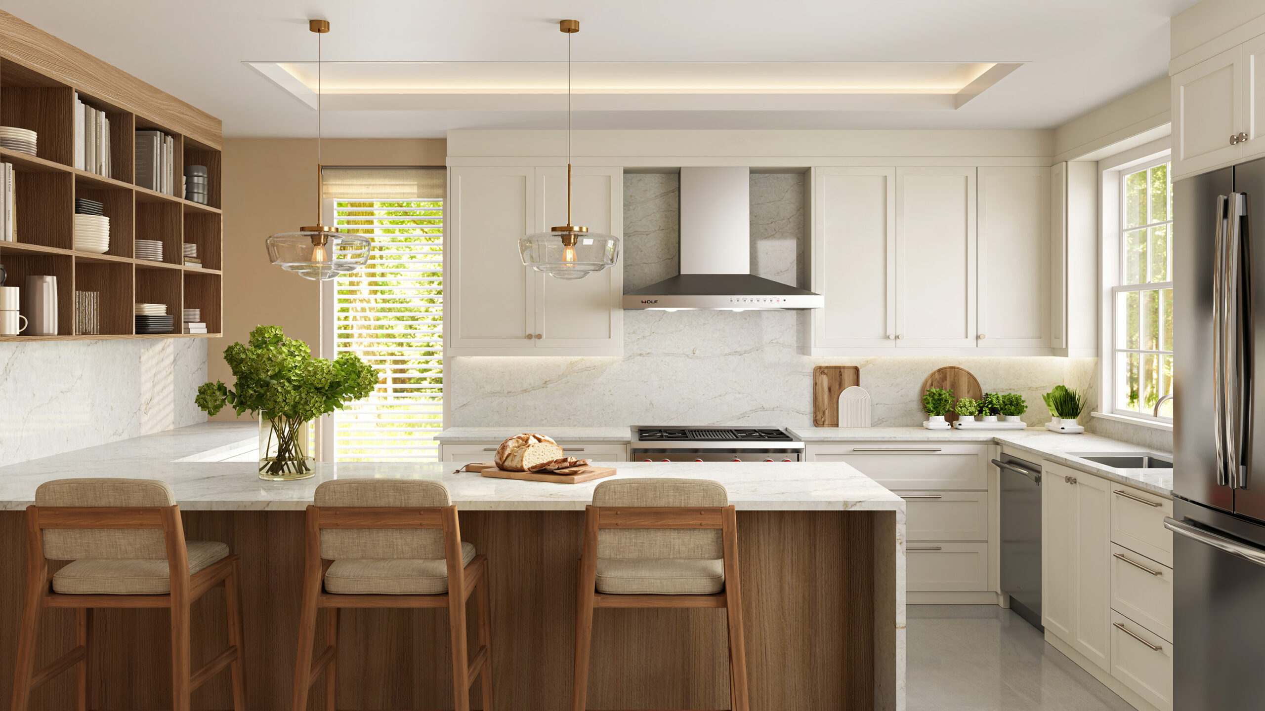 Taj Sienna installed in warm wood kitchen