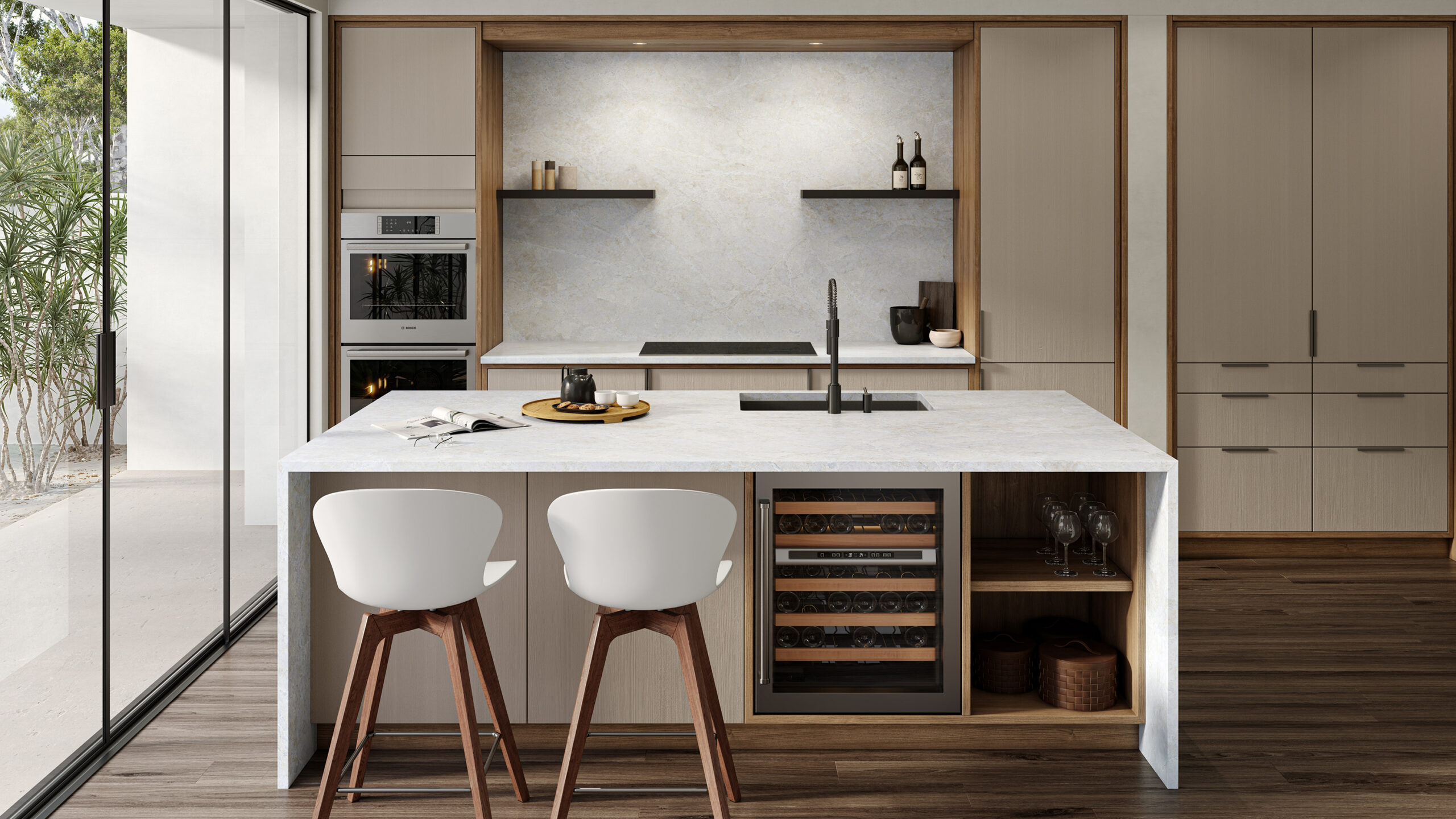 Taj Valmont installed in modern wood kitchen