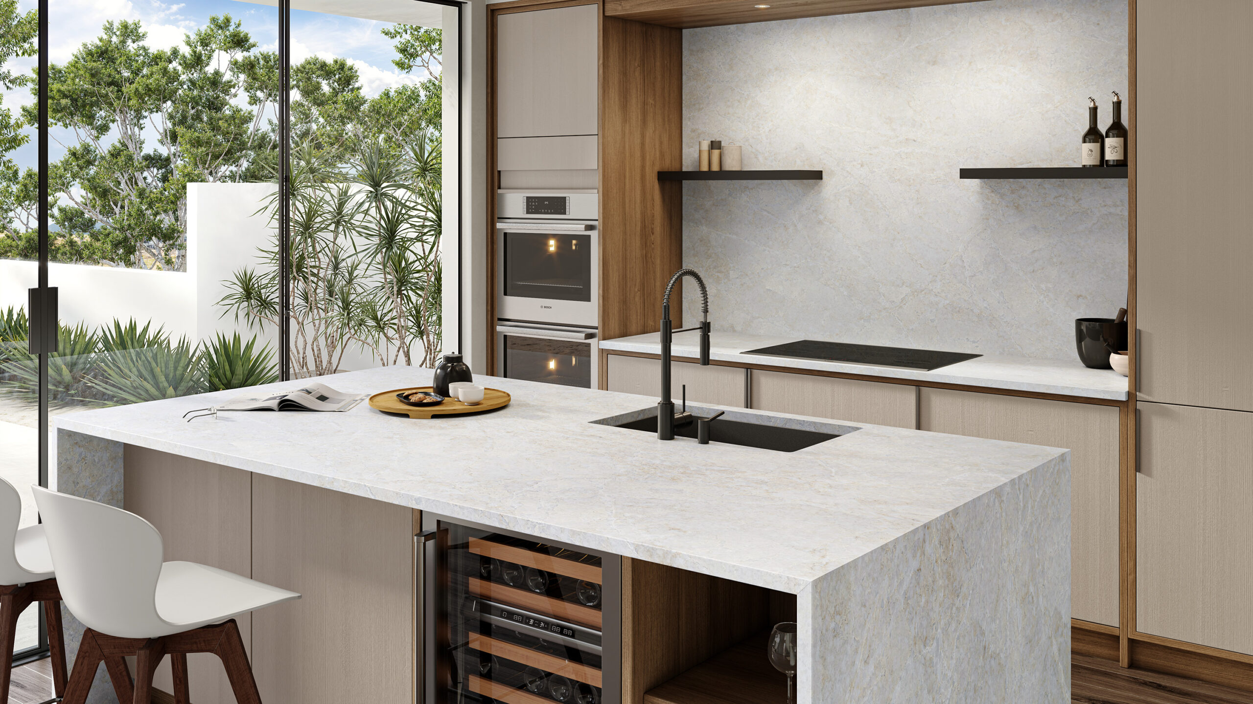 Taj Valmont installed in modern wood kitchen